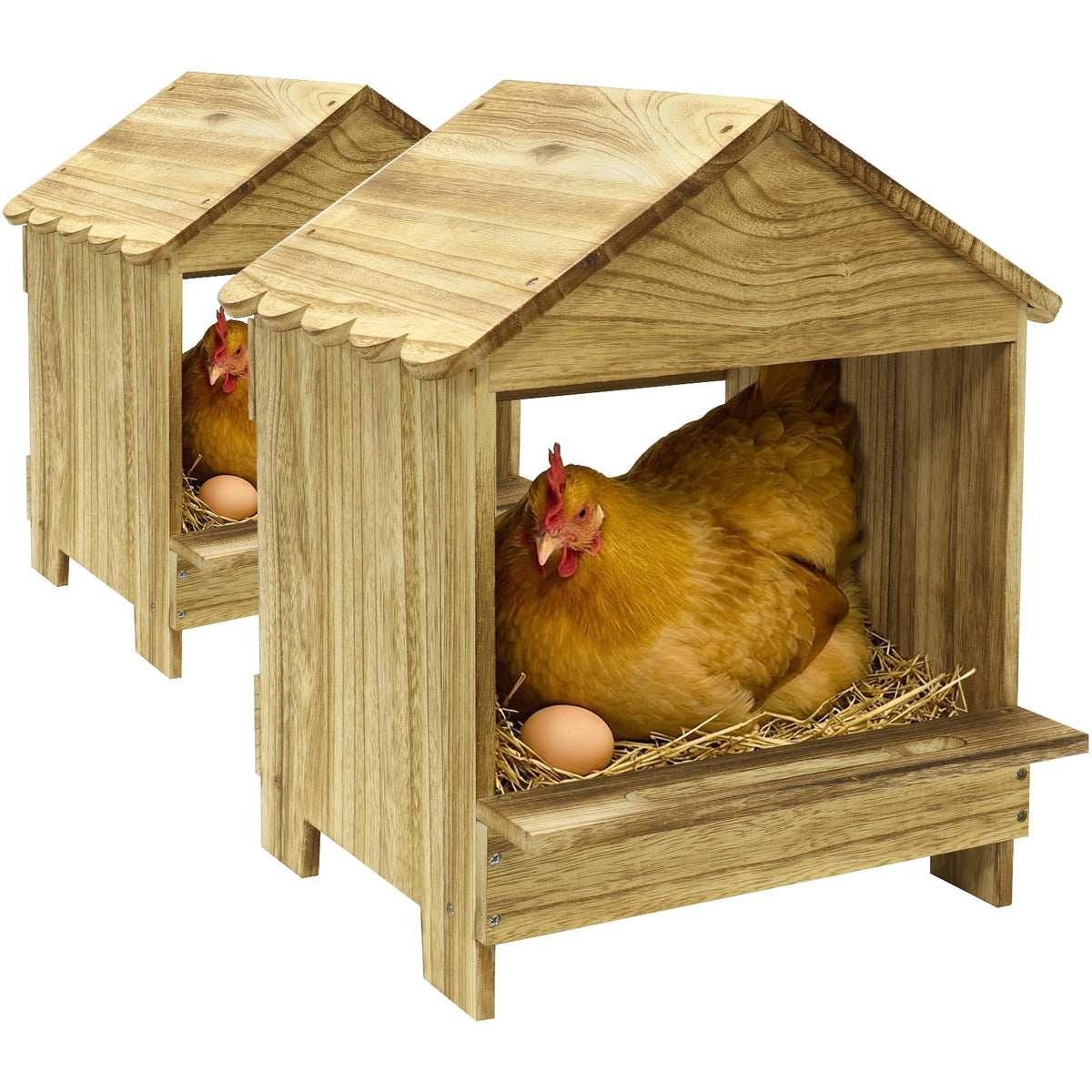 TRINFREE wooden chicken nesting box construction shows durable, weather-ready craftsmanship for outdoor coops.