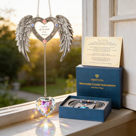 TRINYVORA sun catcher memorial crystal with heart pendant catching sunlight for remembrance