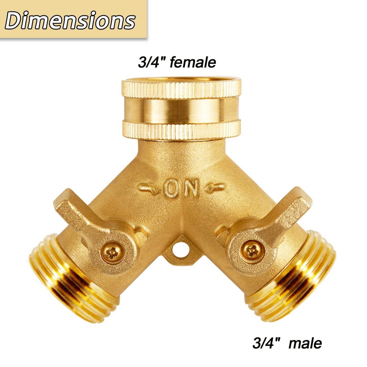 Triumpeek brass 2-way hose connector ideal for expanding irrigation setups.