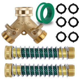 Triumpeek brass 2-way hose splitter enables flexible water control