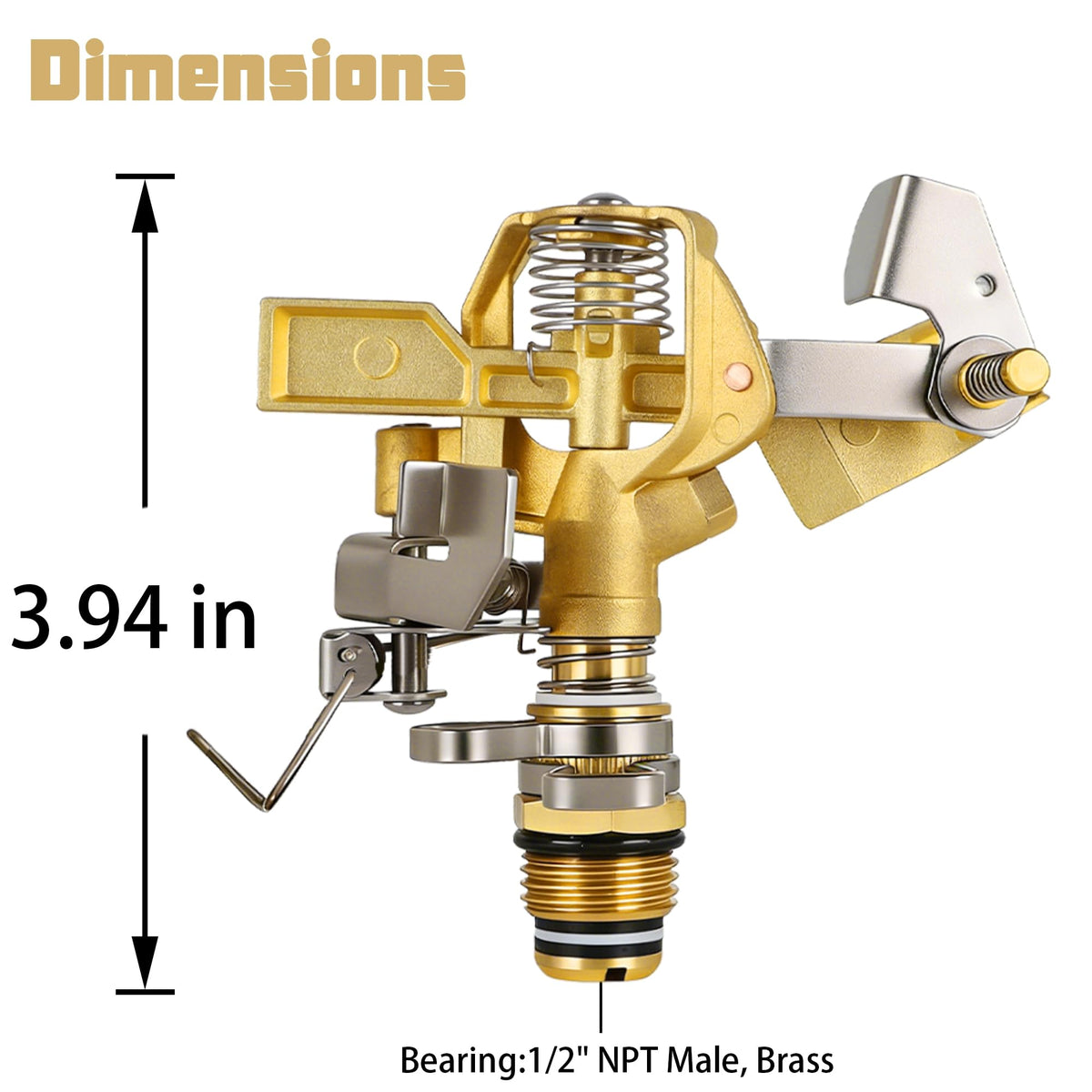 Triumpeek brass impact sprinkler head side adjustment enabling precise arc control for efficient yard irrigation