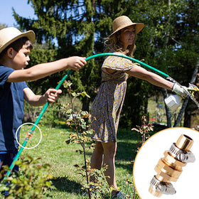 Triumpeek assembled connection in use for garden hoses and water lines