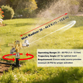 Triumpeek large-area irrigation coverage up to 5274 sq ft supports lawns