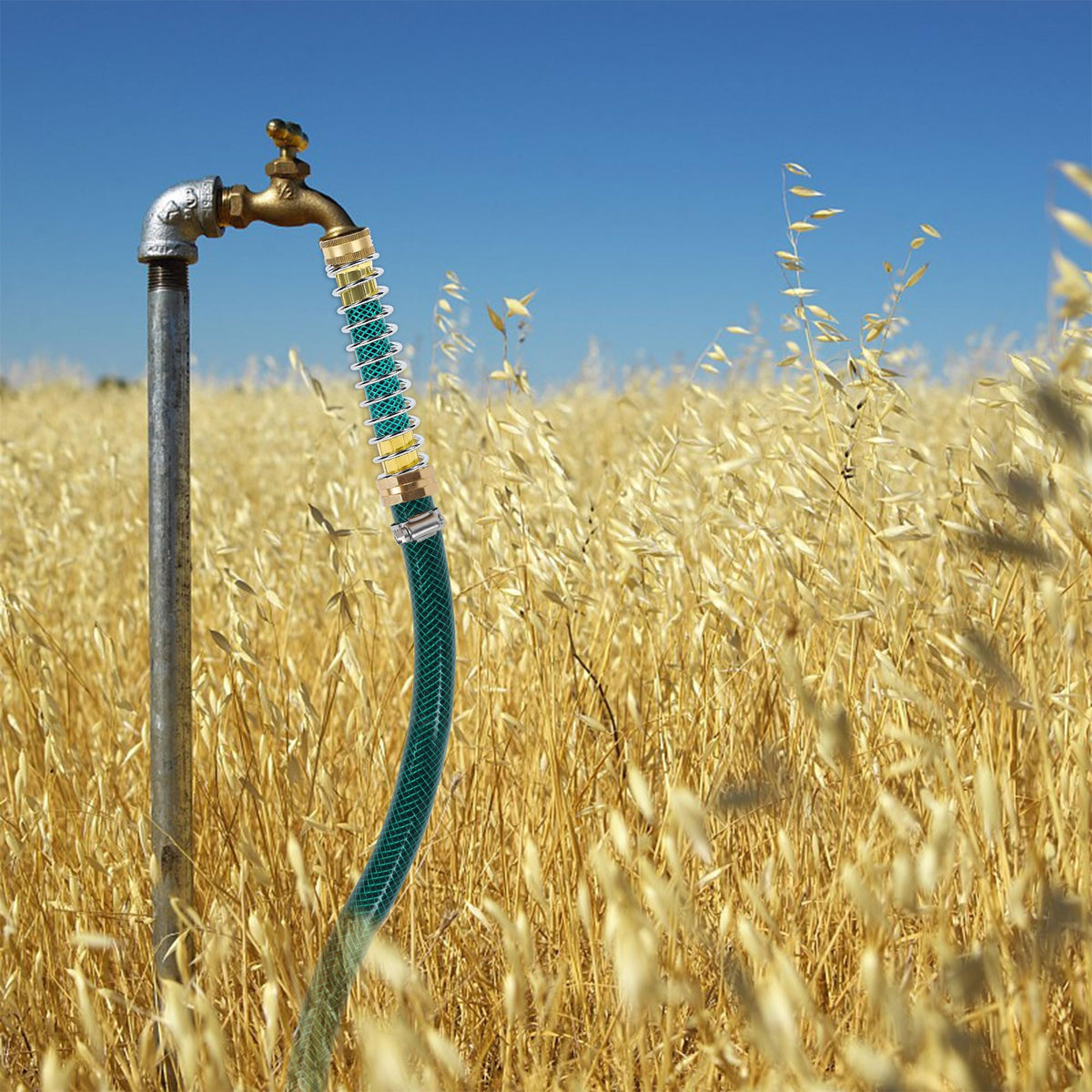 Triumpeek rustproof steel spring provides durable hose protection.