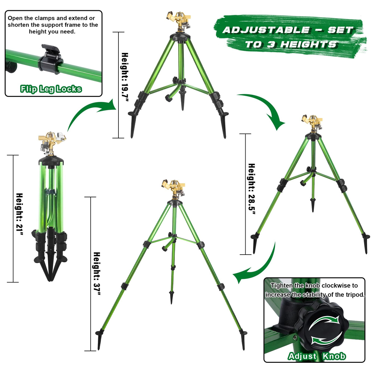 Triumpeek sprinkler head 360-degree rotation enables customizable watering.