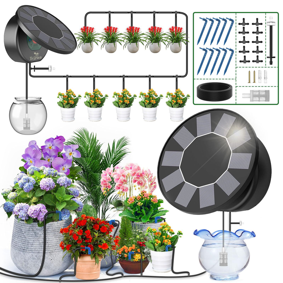 TRJZWA solar panel and timer assembly powers off-grid irrigation