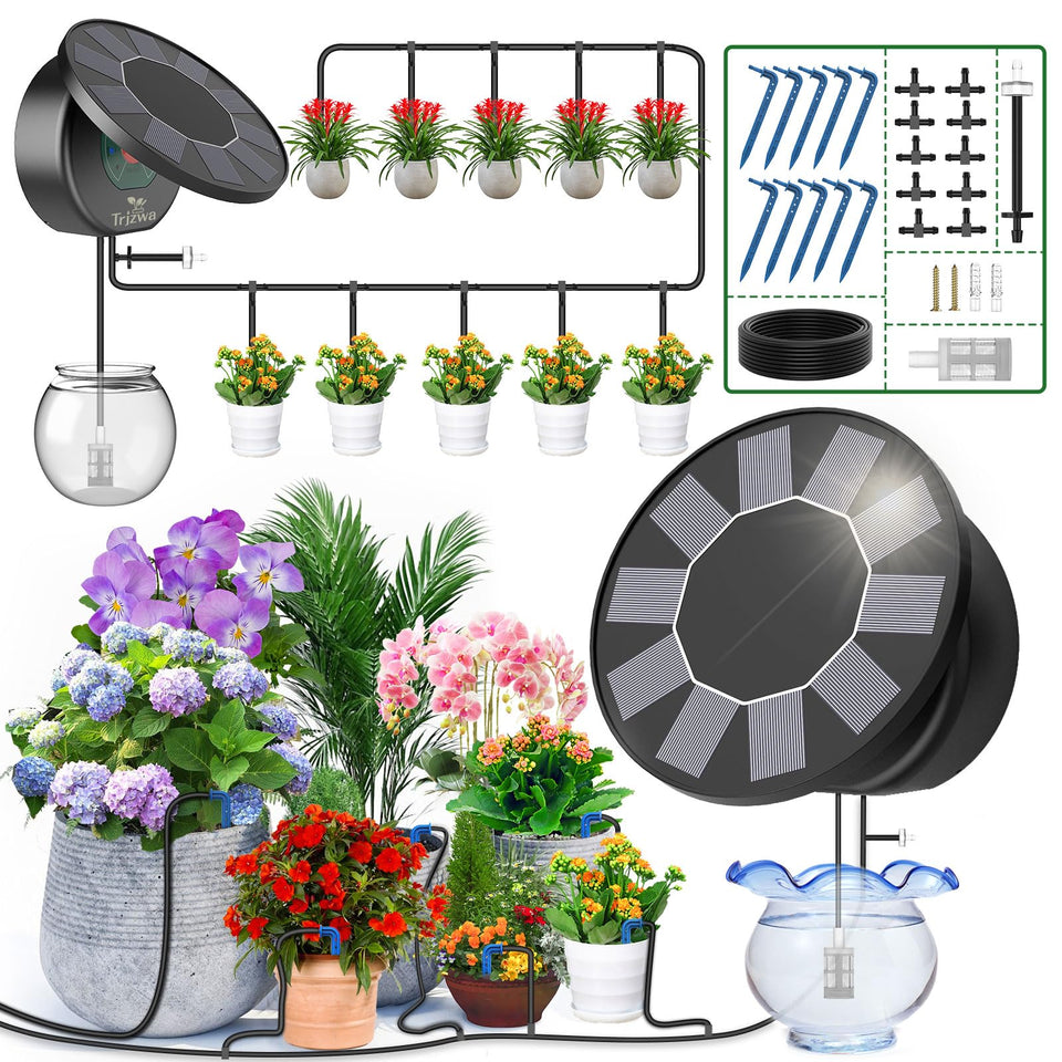 TRJZWA solar panel and timer assembly powers off-grid irrigation