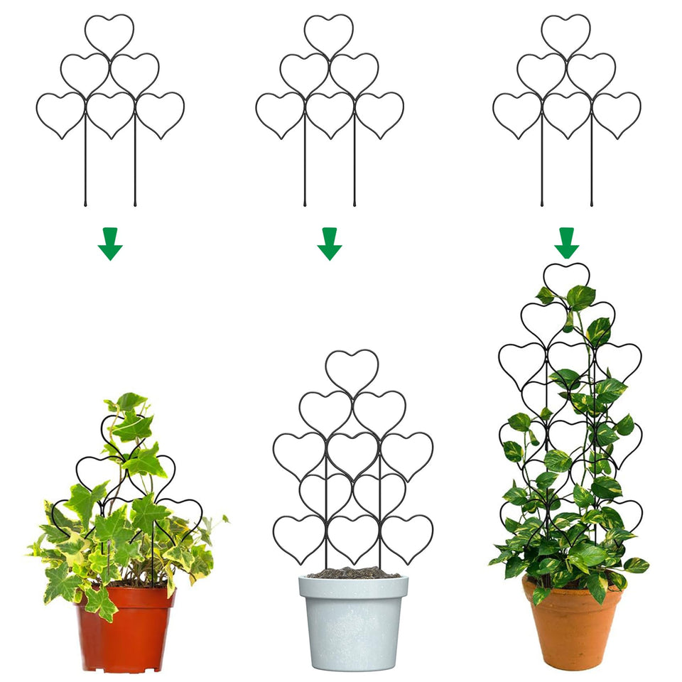 Trlzey Plant Trellis Stackable 3-Pack, side view, supports climbing plants and saves space.