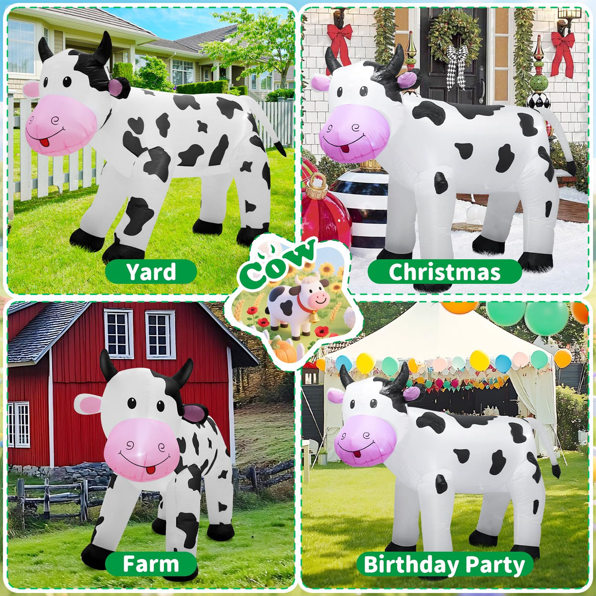 TRMESIA inflatable cow side view for a playful garden entry