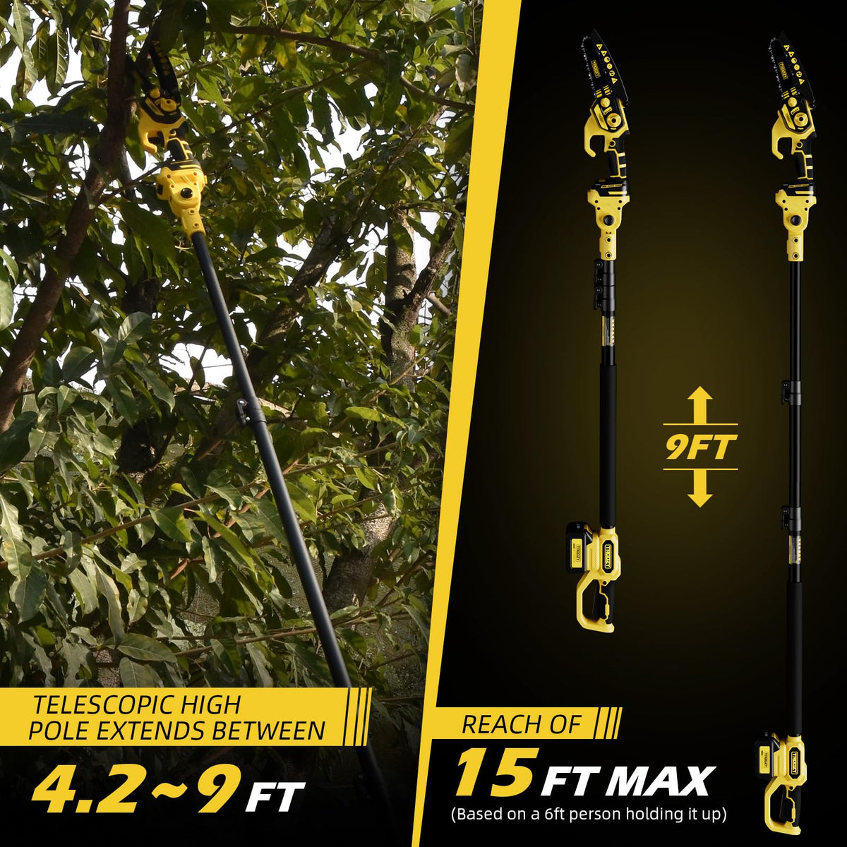 TROOZY mini chainsaw 6-inch cutting action for fast pruning.