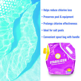 TropiClear stabilizer for saltwater pools maintains balanced cyanuric acid levels.