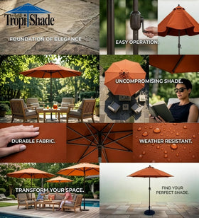 Tropishade base in an outdoor setting emphasizing year-round usability and reliability