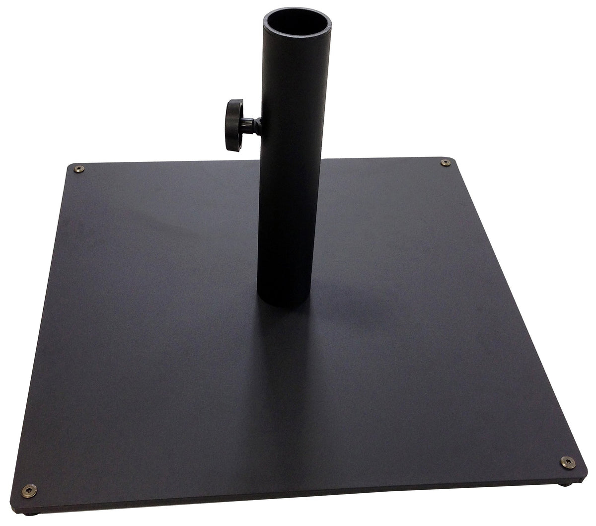Tropishade steel base top view showing solid 36 lb stability for outdoor shade