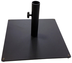 Tropishade steel base top view showing solid 36 lb stability for outdoor shade