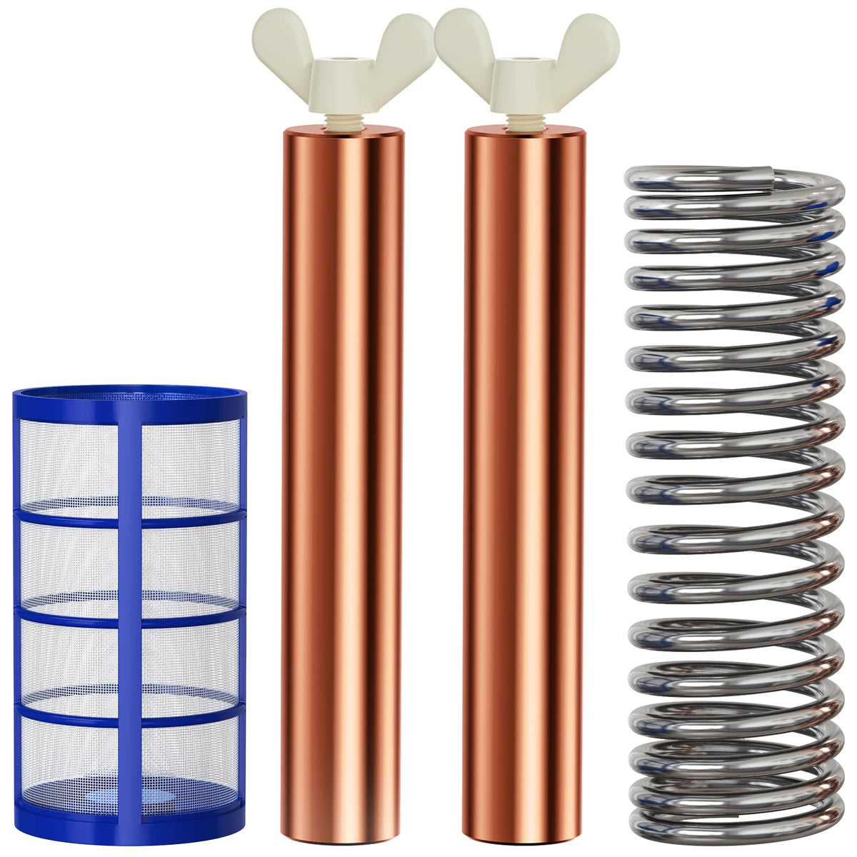 Troxlly pool ionizer copper anodes in a two-piece kit for universal compatibility.