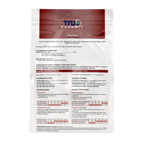 True Organic Blood Meal nitrogen-rich formula banner emphasizes rapid vegetative growth for heavy feeders