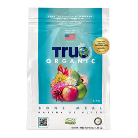 True Organic Bone Meal bag shows powder for soil enrichment and steady nutrient release.