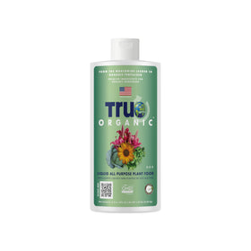 True Organic Liquid All Purpose Plant Food bottle front view for easy indoor and outdoor feeding.