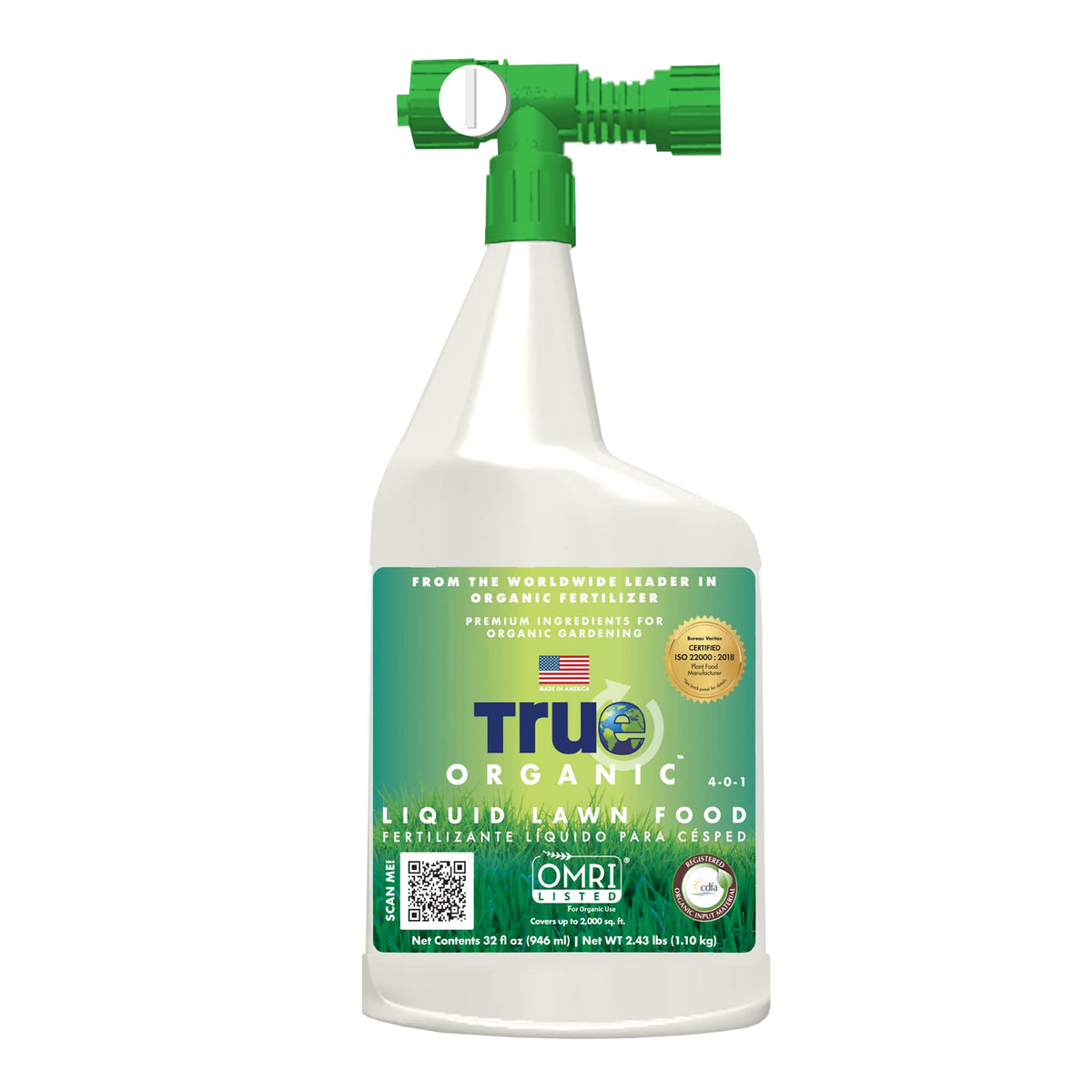 True Organic Liquid Lawn Food bottle ready for quick lawn feeding and vibrant color