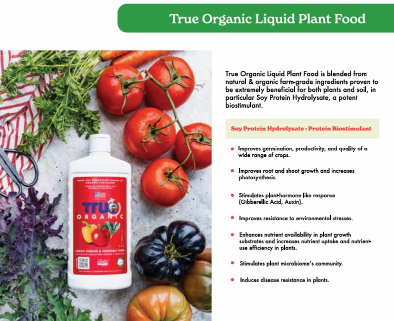 Close-up of True Organic label highlighting organic nutrients for seedlings