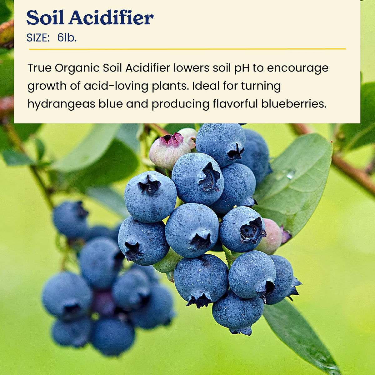 True Organic Soil Acidifier bag being poured onto soil to start pH adjustment