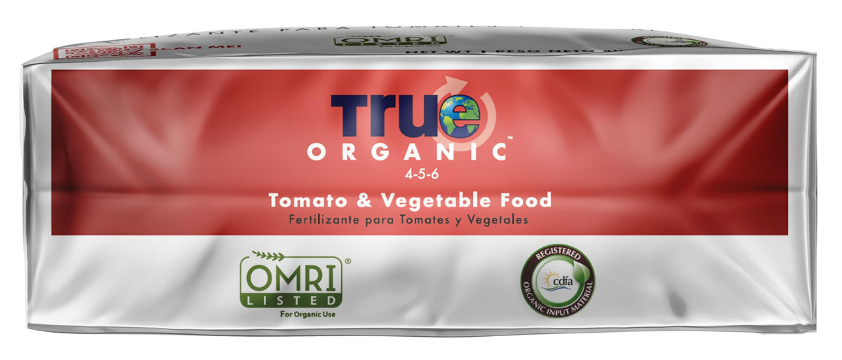 True Organic Tomato & Vegetable Food 12lb bag covers mid-sized plots with steady nourishment.