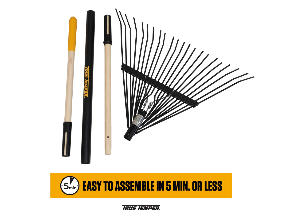 TRUE TEMPER coil spring enables smooth, consistent raking on uneven surfaces.