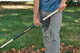 TRUE TEMPER rake clears leaves, straw, hay, and grass with smooth action.