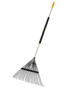 TRUE TEMPER steel tine leaf rake with 22 tines for efficient debris pickup.