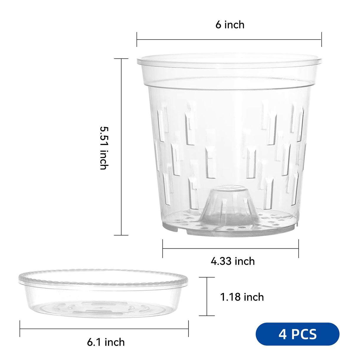 TRUEDAYS orchid pot saucer 6inch clear for mess-free watering.