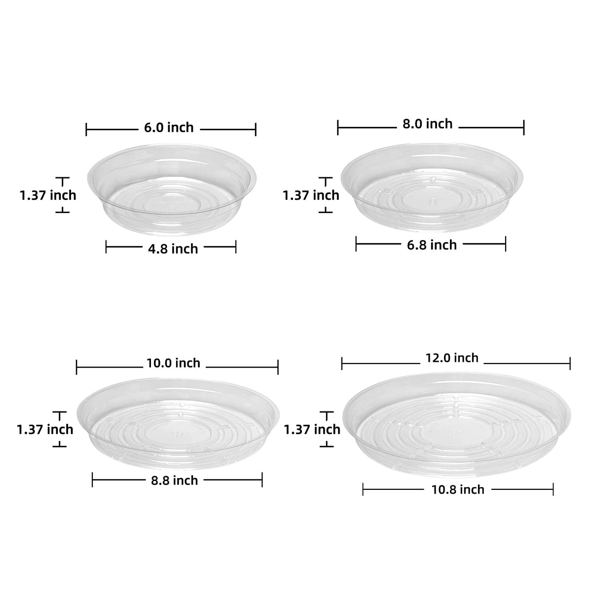 TRUEDAYS plant saucers 10inch clear keeps soil safe and neat around larger pots.