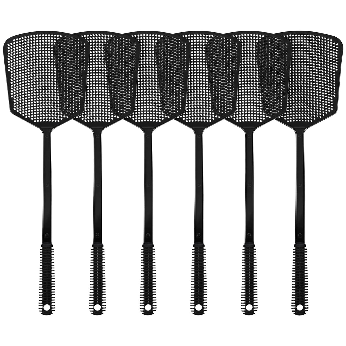 TrueYee 6-pack heavy-duty long-handle fly swatter for indoor use, durable plastic protects surfaces.
