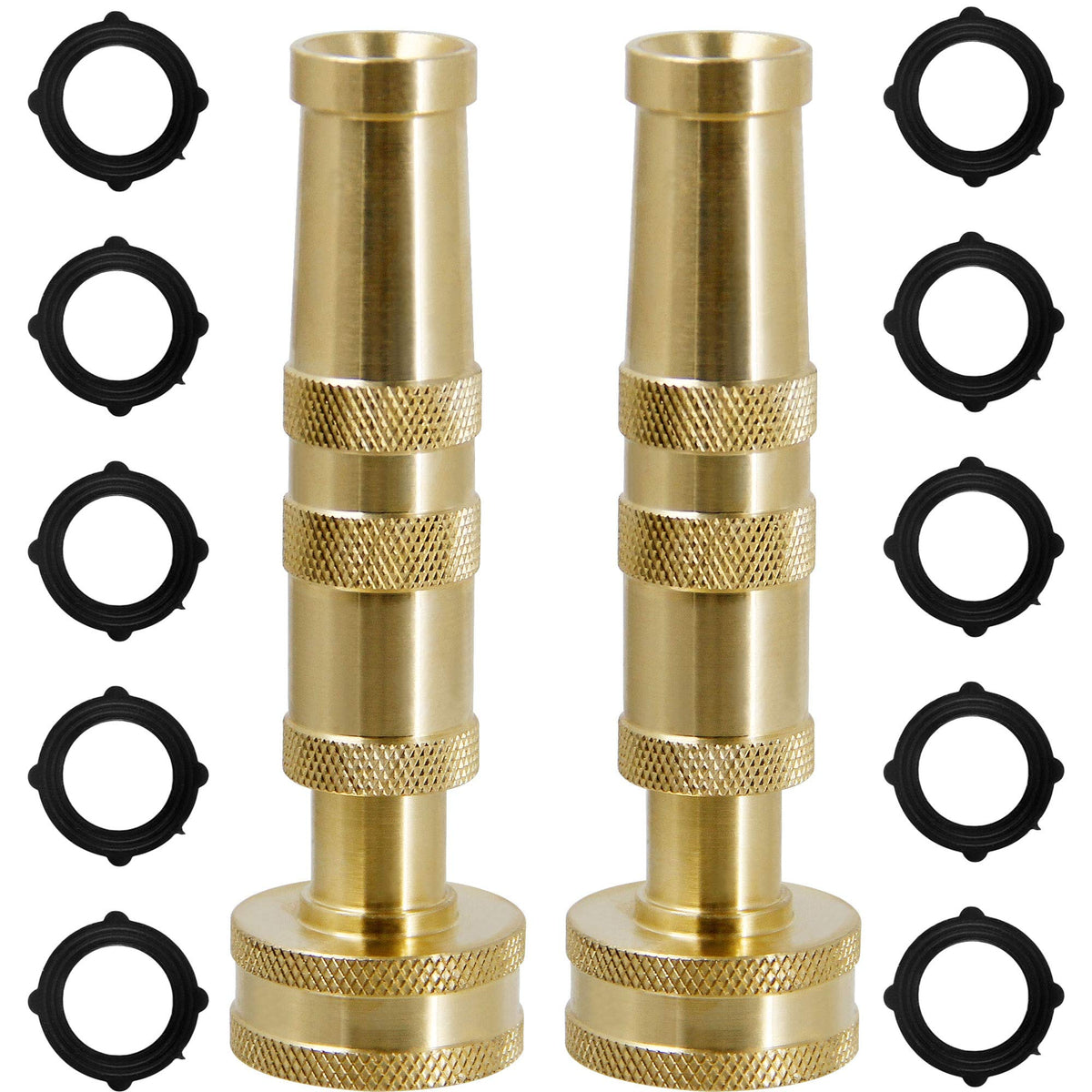 Triumpeek solid brass hose nozzle front view for durable, controlled watering