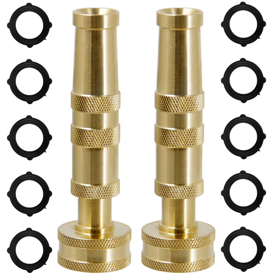 Triumpeek solid brass hose nozzle front view for durable, controlled watering