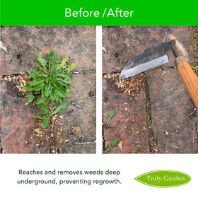 Truly Garden Durable blade maintains sharpness through repeated weed clearing.