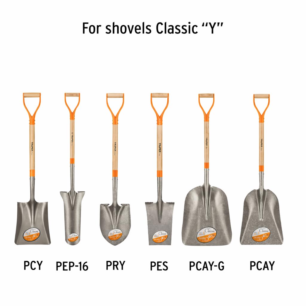 Truper Classic Y-grip shovel handle at 28-inch length for improved control