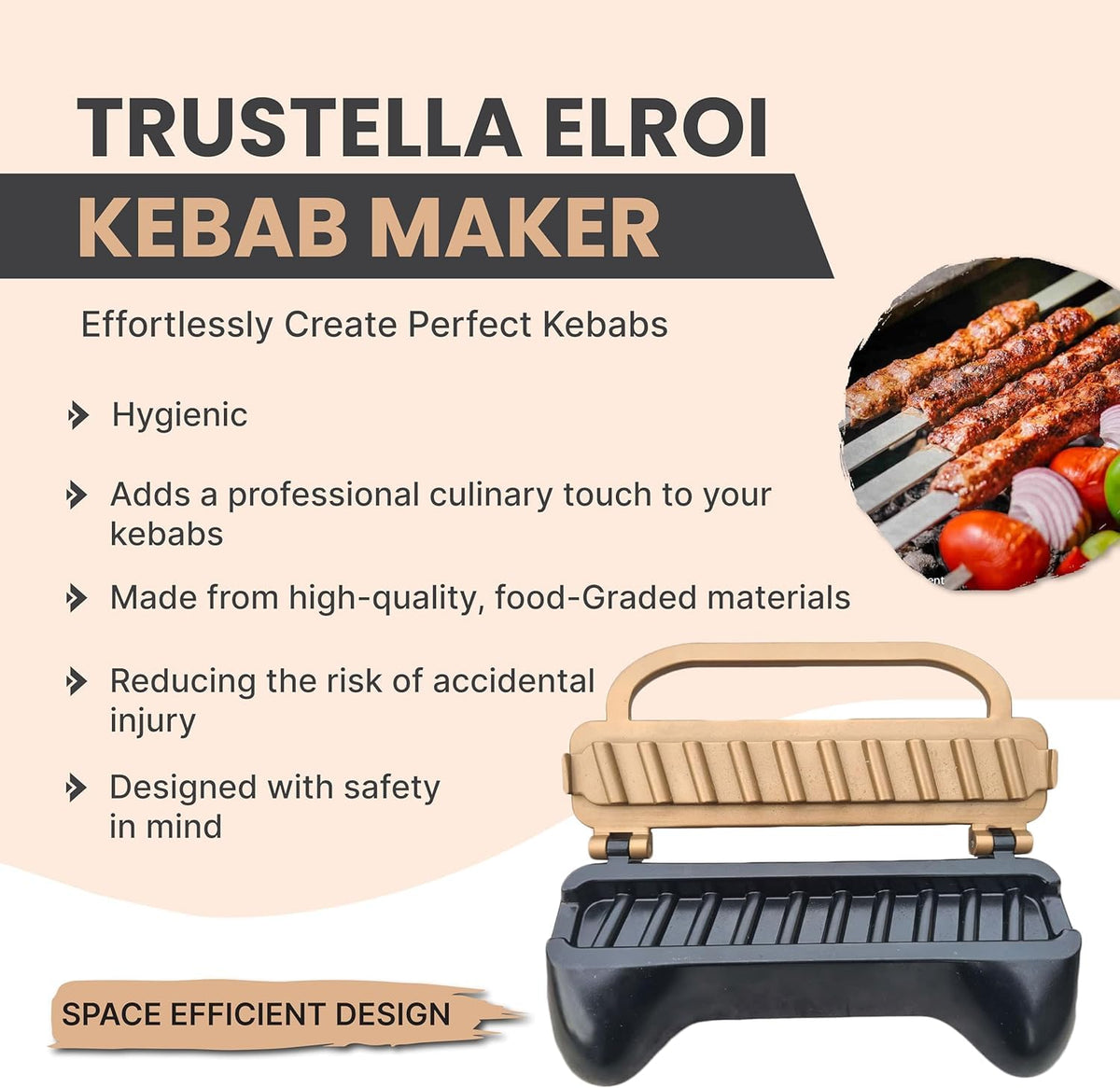 Trustella safety-first design lets you load skewers safely without finger poking.