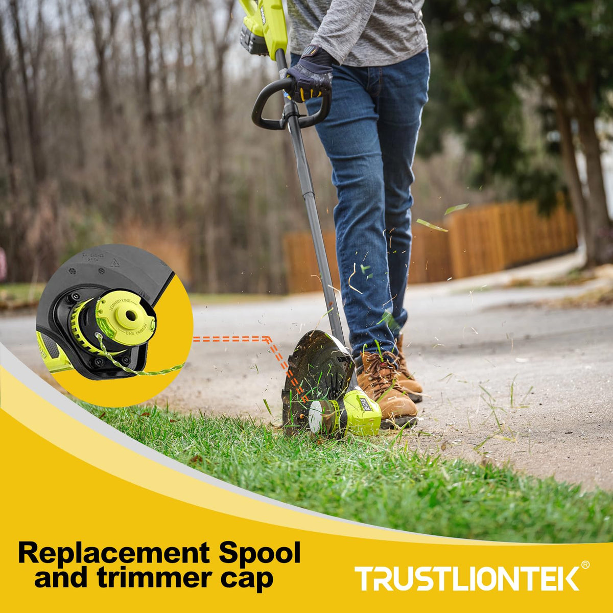 Trustliontek twelve spools and three caps meet daily lawn-trimming needs.