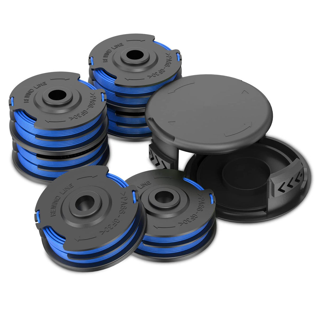 TRUSTLIONTEK AC41RL3 spool package shows six spools and two caps for quick replacements