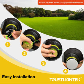 Trustliontek CNC-wound spools reduce tangles during yard work.