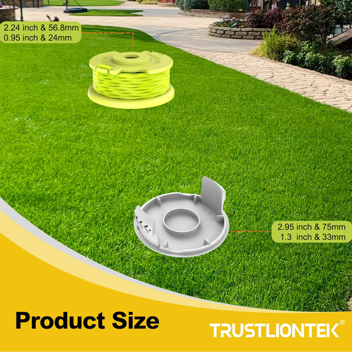 Trustliontek AC14HCA spool caps for quick, secure line changes.
