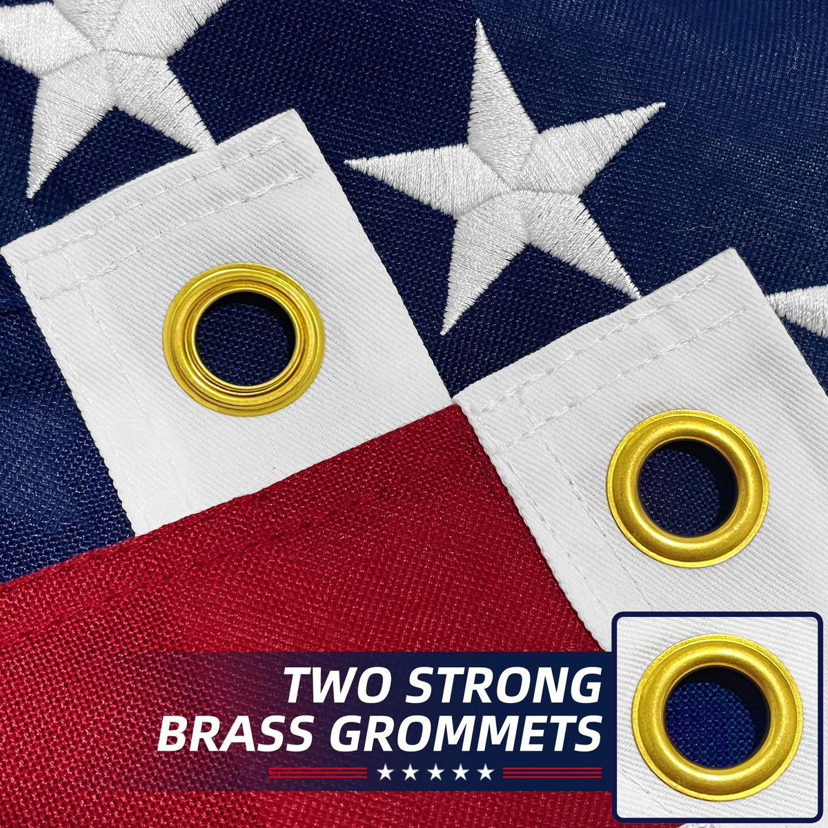 Try Everything flag brass grommets enable secure outdoor mounting