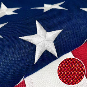 Try Everything flag embroidery close-up shows dense stitching around the stars for durability