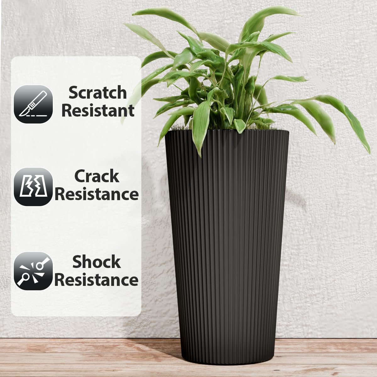 Trygoal durable PP material withstands sun and wind for lasting outdoor planters.
