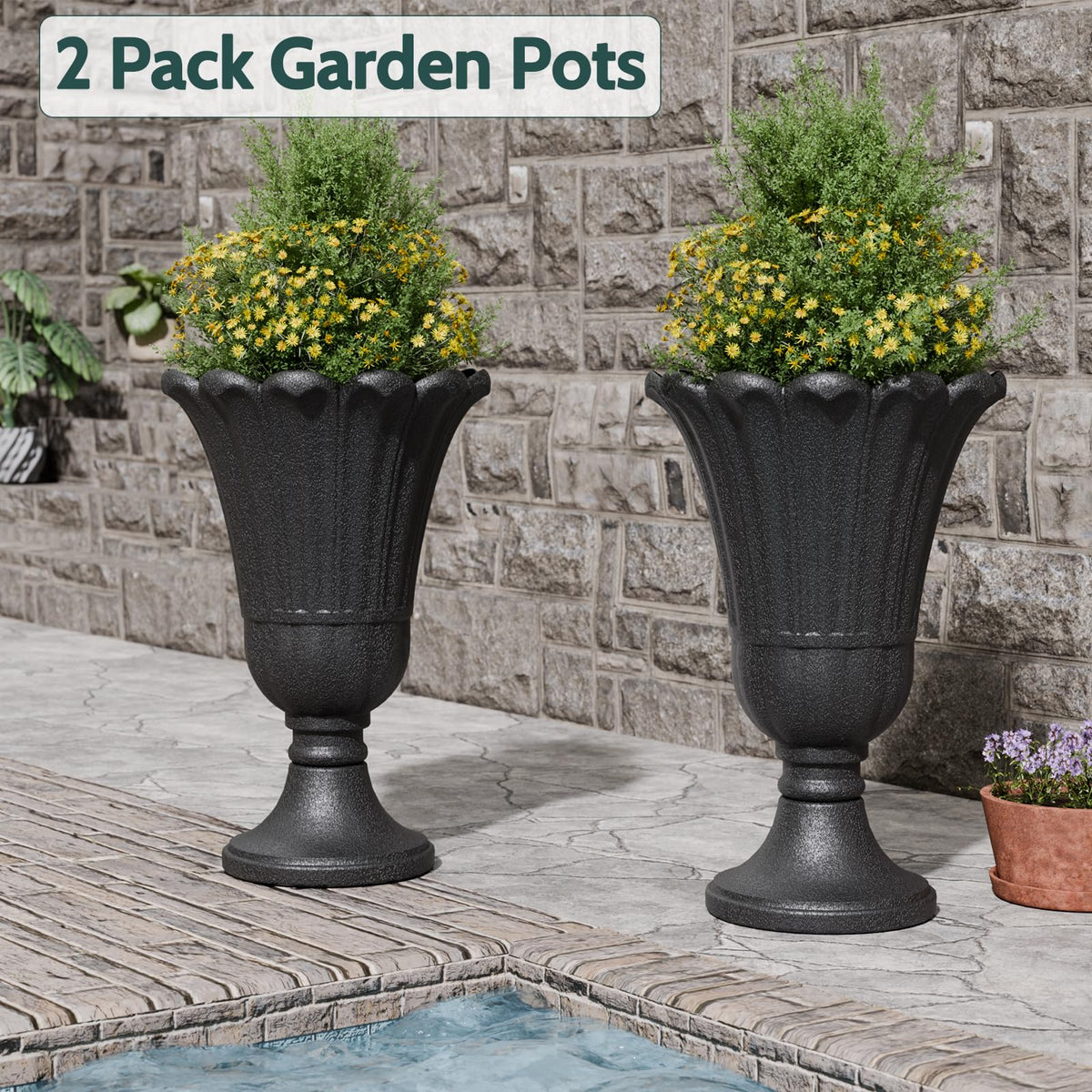 Trygoal drainage holes with removable stopper enable adjustable watering.