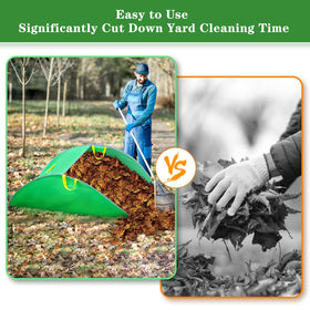Tryly Leaf Collector in action collecting leaves with easy transfer to bin.