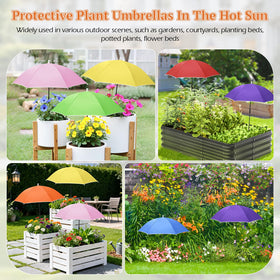 Tryly shade umbrella protects both garden beds and potted plants