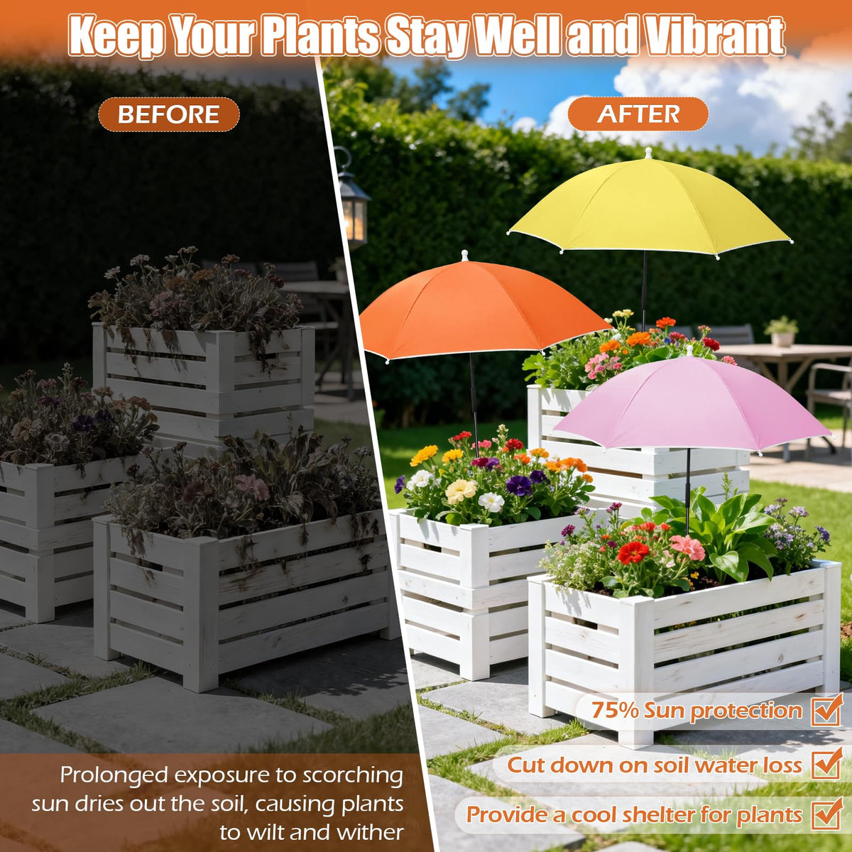Tryly plant umbrella interior with silver coating blocks harsh sun while keeping light