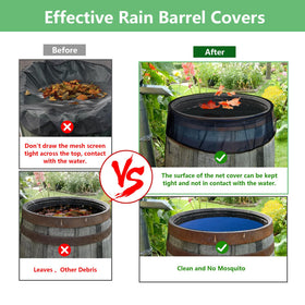Tryly pop-up rain barrel net design enables fast coverage and quick removal
