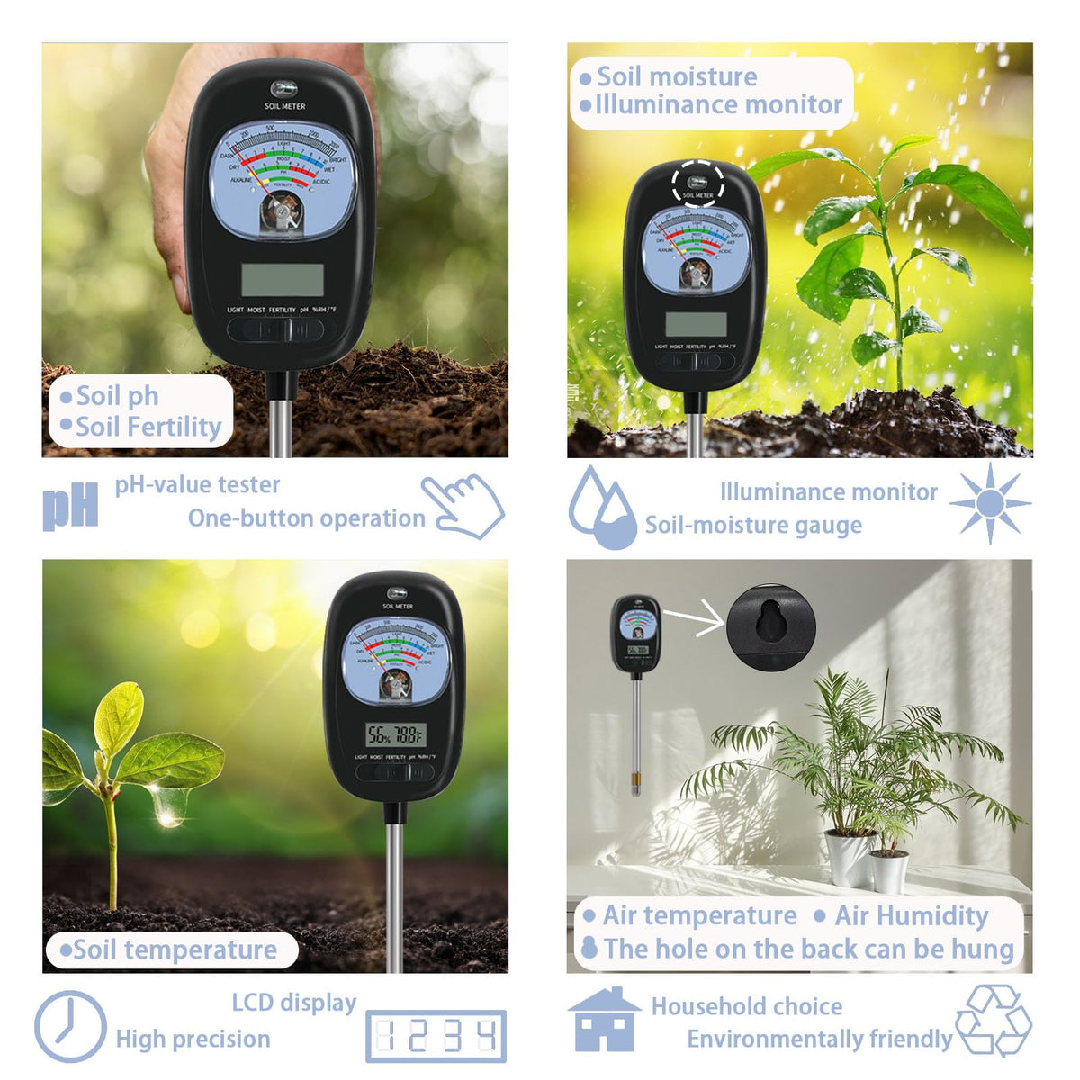 TryOpen metal probes provide fast, accurate readings for reliable soil checks.